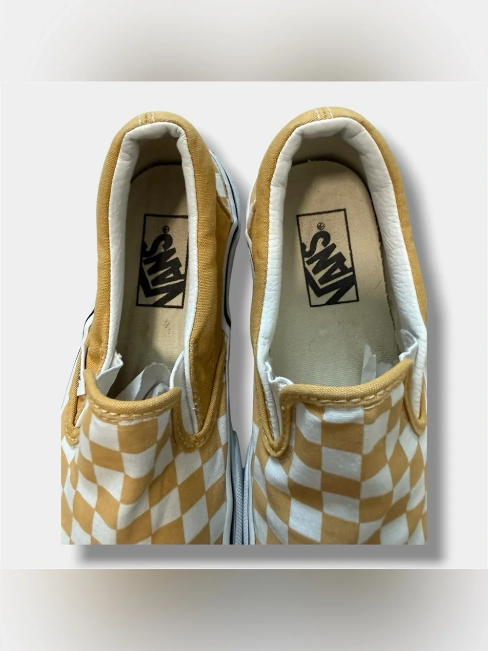 Vans Classic Checkerboard Slip-On Sneakers Yellow White Men’s 4.5 Women’s 6